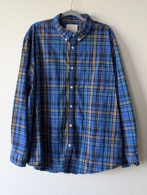St. John's Bay Blue Plaid Button-Down Shirt Classic Fit Longsleeve Size 3XL